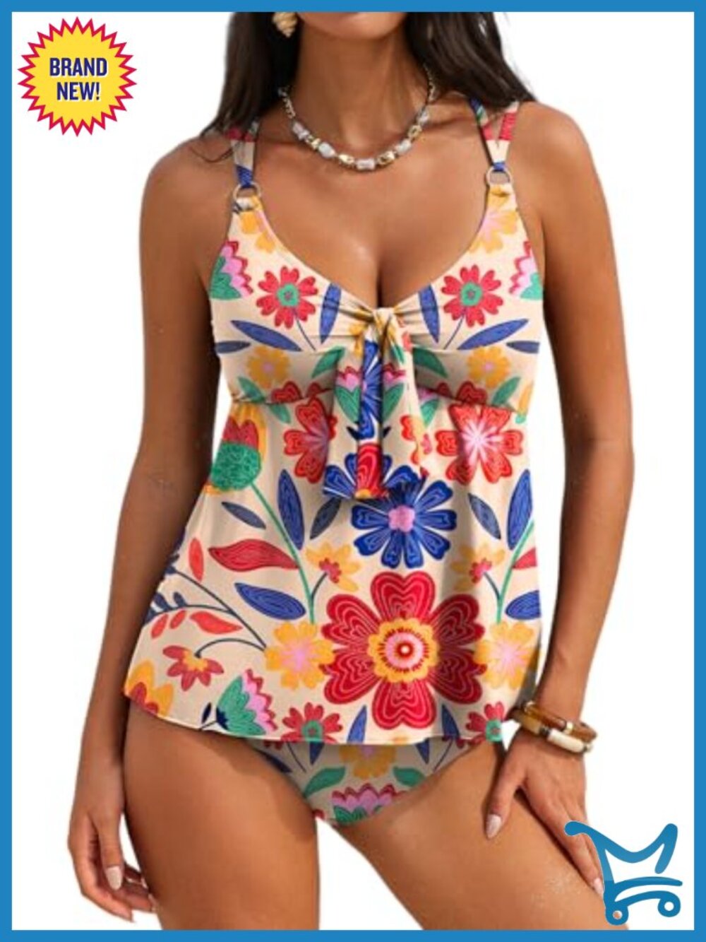 Women's Tankini Swimsuits Tummy Control Flowy 2 Piece Bathing Suit